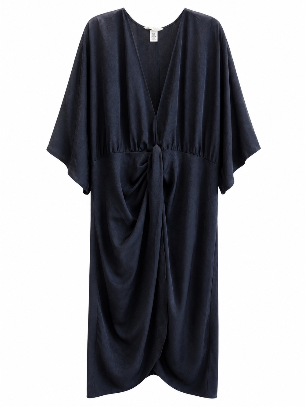 H&M Navy Blue Twist Front Deep V-Neck Dolman Sleeve Midi Dress Size XXL NWOT